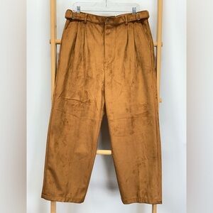 DE CELLO Vintage Camel brown faux suede pleated pants size L